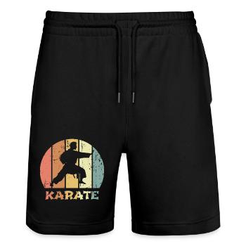 Vintage Kampfsport - Stanley/Stella Unisex Bio Joggingshorts Trainer  - Schwarz - Vorne - Nik (191cm) & Marisol (170cm)