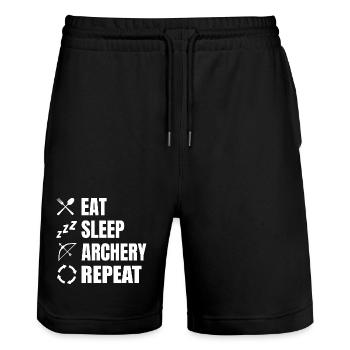 Eat Sleep Archery Repeat - Stanley/Stella Trainer Unisex Organic Jogging Shorts - black - Front - Nik (191cm) & Marisol (170cm)