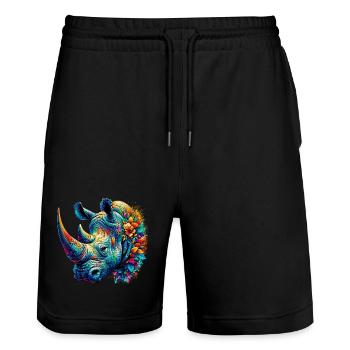 Rhinoceros - Stanley/Stella Trainer Unisex Organic Jogging Shorts - black - Front - Nik (191cm) & Marisol (170cm)