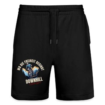 Downhill: Wo die Freiheit beginnt - Stanley/Stella Unisex Bio Joggingshorts Trainer  - Schwarz - Vorne - Nik (191cm) & Marisol (170cm)