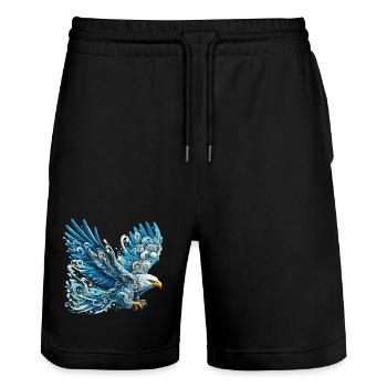 Eagle - Stanley/Stella Trainer Unisex Organic Jogging Shorts - black - Front - Nik (191cm) & Marisol (170cm)