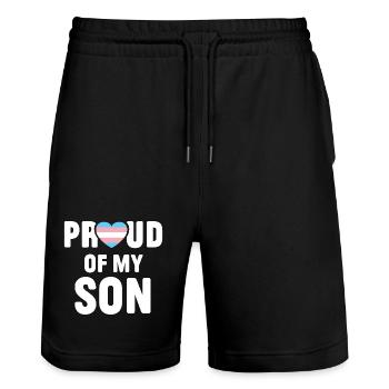 LGBTQ Pride Month - Proud of My Trans Daughter - Stanley/Stella Trainer Unisex Organic Jogging Shorts - black - Front - Nik (191cm) & Marisol (170cm)