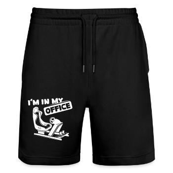 sim racing sayings SImulator gaming racer funny - Stanley/Stella Trainer Unisex Organic Jogging Shorts - black - Front - Nik (191cm) & Marisol (170cm)