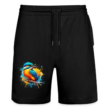 Martin-pêcheur - Short de jogging bio TRAINER Stanley/Stella unisexe - noir - Devant - Nik (191cm) & Marisol (170cm)