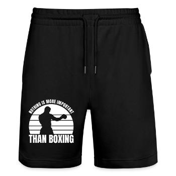 Nothing is as important as boxing - Stanley/Stella Trainer Unisex Organic Jogging Shorts - black - Front - Nik (191cm) & Marisol (170cm)