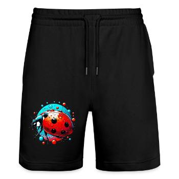 Ladybug - Stanley/Stella Trainer Unisex Organic Jogging Shorts - black - Front - Nik (191cm) & Marisol (170cm)