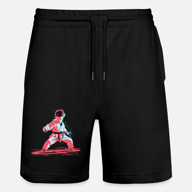 Karate Junge Synthwave - Stanley/Stella Unisex Bio Joggingshorts Trainer  - Schwarz