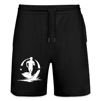 Marathon Boy Drawing - Stanley/Stella Trainer Unisex Organic Jogging Shorts - black - Front - Nik (191cm) & Marisol (170cm)
