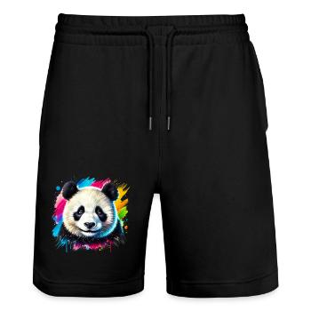 Panda - Stanley/Stella Unisex Bio Joggingshorts Trainer  - Schwarz - Vorne - Nik (191cm) & Marisol (170cm)