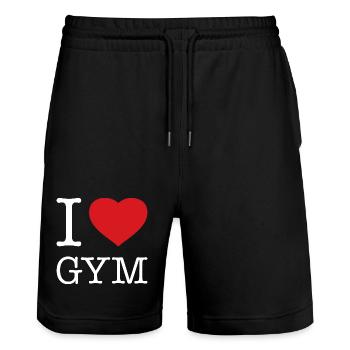 J’ADORE LA GYM - Short de jogging bio TRAINER Stanley/Stella unisexe - noir - Devant - Nik (191cm) & Marisol (170cm)