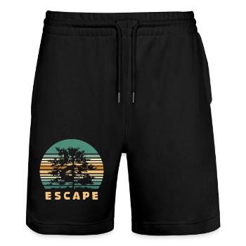 Escape Wald Design – Retro Natur Adventure Logo - Stanley/Stella Unisex Bio Joggingshorts Trainer  - Schwarz - Vorne - Nik (191cm) & Marisol (170cm)