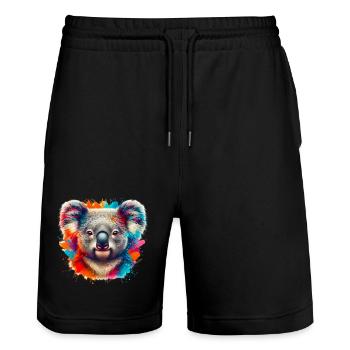 Koala - Stanley/Stella Trainer Unisex Organic Jogging Shorts - black - Front - Nik (191cm) & Marisol (170cm)