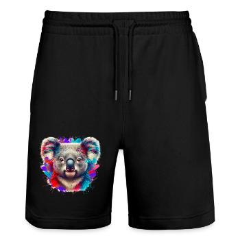 Koala - Stanley/Stella Trainer Unisex Organic Jogging Shorts - black - Front - Nik (191cm) & Marisol (170cm)