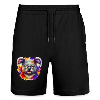 Koala - Stanley/Stella Unisex Bio Joggingshorts Trainer  - Schwarz - Vorne - Nik (191cm) & Marisol (170cm)