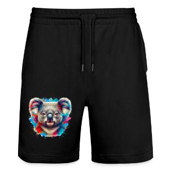 Koala - Short de jogging bio TRAINER Stanley/Stella unisexe - noir - Devant - Nik (191cm) & Marisol (170cm)