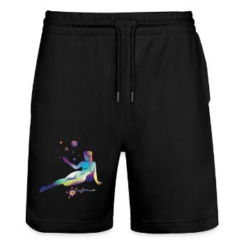 Cosmic Dreams Silhouette - Stanley/Stella Trainer Unisex Organic Jogging Shorts - black - Front - Nik (191cm) & Marisol (170cm)