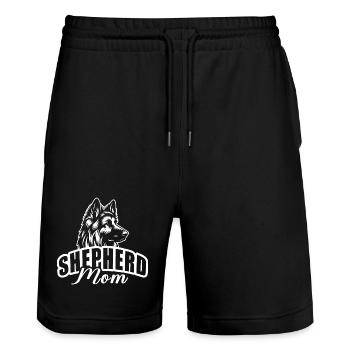 "Shepherd Mom" with dog head - Stanley/Stella Trainer Unisex Organic Jogging Shorts - black - Front - Nik (191cm) & Marisol (170cm)