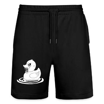 Canard démoniaque blanc - Short de jogging bio TRAINER Stanley/Stella unisexe - noir - Devant - Nik (191cm) & Marisol (170cm)