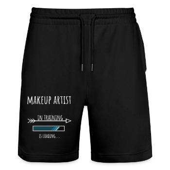 Makeup Artist Gift Profession Education - Stanley/Stella Trainer Unisex Organic Jogging Shorts - black - Front - Nik (191cm) & Marisol (170cm)
