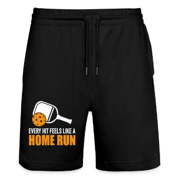 Pickleball Gift - Stanley/Stella Trainer Unisex Organic Jogging Shorts - black - Front - Nik (191cm) & Marisol (170cm)