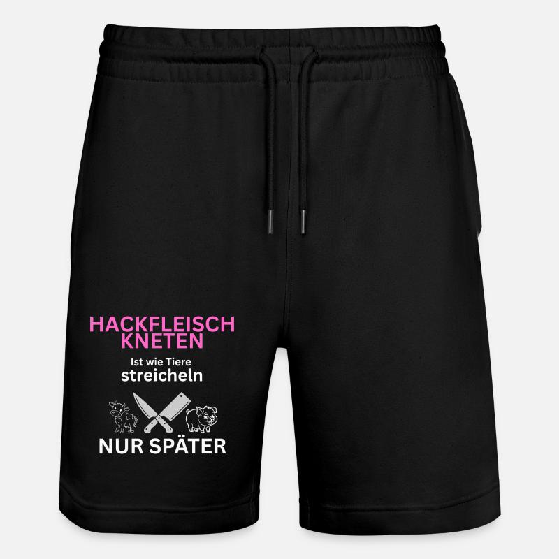 Fleisch Esser - Tiere streicheln-nur Später - Stanley/Stella Unisex Bio Joggingshorts Trainer - Schwarz