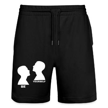 Be Yourself – Minimalist Motif - Stanley/Stella Trainer Unisex Organic Jogging Shorts - black - Front - Nik (191cm) & Marisol (170cm)
