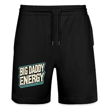 Big Dad Energy Retro  - Stanley/Stella Trainer Unisex Organic Jogging Shorts - black - Front - Nik (191cm) & Marisol (170cm)