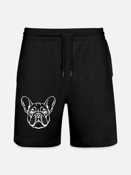 Bulldog Hund Hund Hoved T-shirt Gave - Stanley/Stella Trainer økologiske unisex joggingshorts - sort