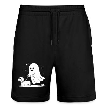 Ghost Dog Night Friend - Stanley/Stella Trainer Unisex Organic Jogging Shorts - black - Front - Nik (191cm) & Marisol (170cm)