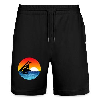 Sailboat at sunset - Stanley/Stella Trainer Unisex Organic Jogging Shorts - black - Front - Nik (191cm) & Marisol (170cm)
