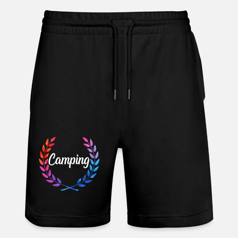 Camping Farblaurel Script - Stanley/Stella Unisex Bio Joggingshorts Trainer  - Schwarz