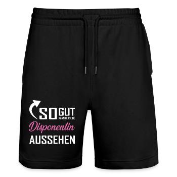 Only a dispatcher can look so good - Stanley/Stella Trainer Unisex Organic Jogging Shorts - black - Front - Nik (191cm) & Marisol (170cm)