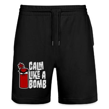Calm Like Bomb Paradox Irony Humor Explosive Joke - Stanley/Stella Trainer Unisex Organic Jogging Shorts - black - Front - Nik (191cm) & Marisol (170cm)