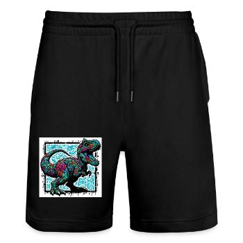 dinosaure - Short de jogging bio TRAINER Stanley/Stella unisexe - noir - Devant - Nik (191cm) & Marisol (170cm)