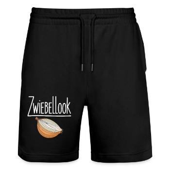 Zwiebellook Outdoor Wandern Trekking - Stanley/Stella Unisex Bio Joggingshorts Trainer  - Schwarz - Vorne - Nik (191cm) & Marisol (170cm)