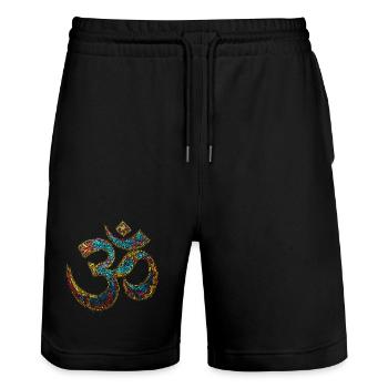 Symbole Om – Design artistique spirituel coloré - Short de jogging bio TRAINER Stanley/Stella unisexe - noir - Devant - Nik (191cm) & Marisol (170cm)