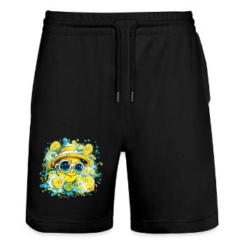 Zitrus Lächeln mit Hut und Brille - Stanley/Stella Unisex Bio Joggingshorts Trainer  - Schwarz - Vorne - Nik (191cm) & Marisol (170cm)