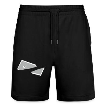 Abstract Fish Monochrome Triangles  - Stanley/Stella Trainer Unisex Organic Jogging Shorts - black - Front - Nik (191cm) & Marisol (170cm)