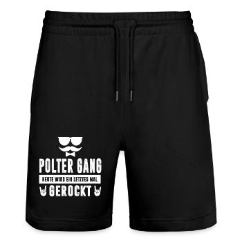 Bachelor Party Partnerlook Bachelor Party Beer Booze - Stanley/Stella Trainer Unisex Organic Jogging Shorts - black - Front - Nik (191cm) & Marisol (170cm)