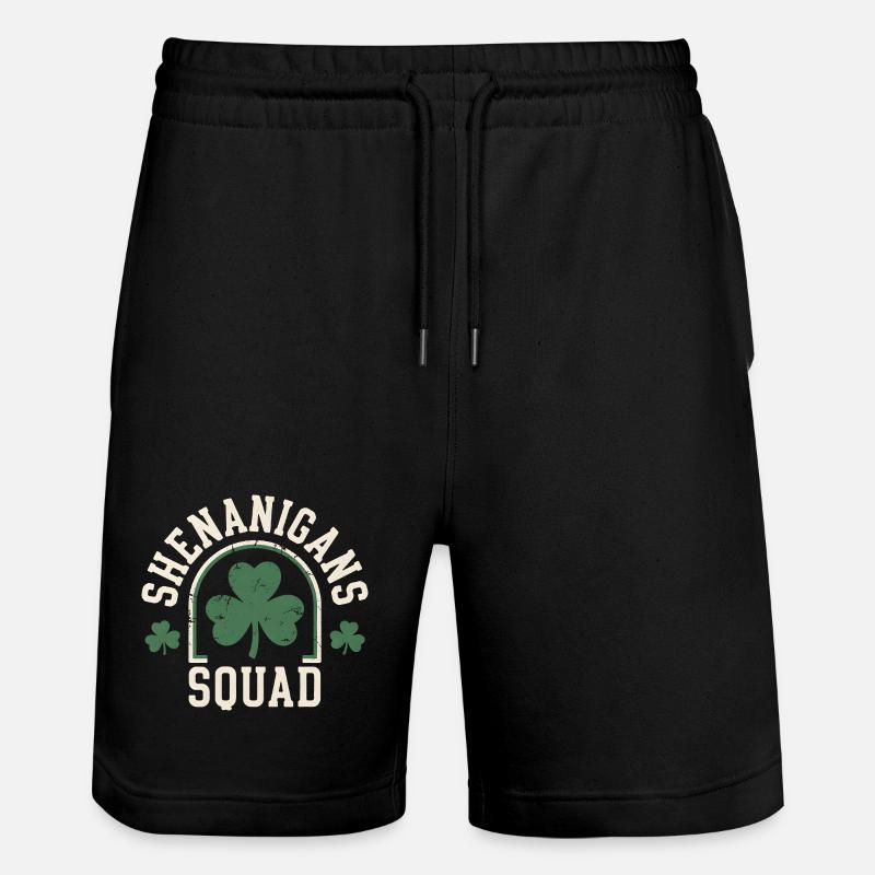 Shenanigans Squad Shamrock Fun - Stanley/Stella Trainer Unisex Organic Jogging Shorts - black