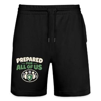 Family Provision Emergency Planner Prepper - Stanley/Stella Trainer Unisex Organic Jogging Shorts - black - Front - Nik (191cm) & Marisol (170cm)
