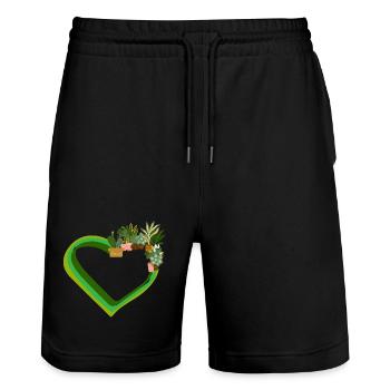 Pflanzenliebhaber Liebe Pflanzen Sukkulente Blume - Stanley/Stella Unisex Bio Joggingshorts Trainer  - Schwarz - Vorne - Nik (191cm) & Marisol (170cm)