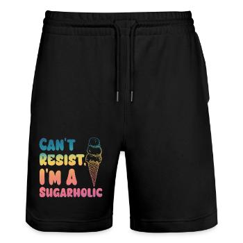 Kann dem Sugarholic Cream Gradient nicht widerstehen - Stanley/Stella Unisex Bio Joggingshorts Trainer  - Schwarz - Vorne - Nik (191cm) & Marisol (170cm)