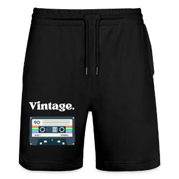 Retro vintage cassette – nostalgia design - Stanley/Stella Trainer Unisex Organic Jogging Shorts - black - Front - Nik (191cm) & Marisol (170cm)