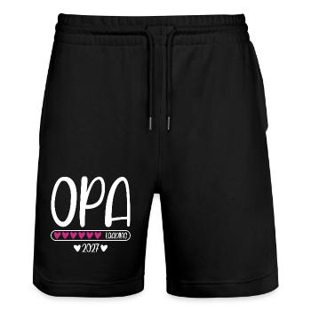 Opa 2027 loading mit Herzchen Ladebalken - Stanley/Stella Unisex Bio Joggingshorts Trainer  - Schwarz - Vorne - Nik (191cm) & Marisol (170cm)