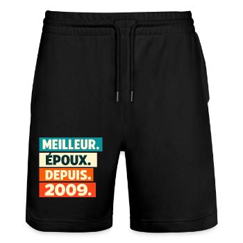 Meilleur Époux Depuis 2009 Anniversaire - Short de jogging bio TRAINER Stanley/Stella unisexe - noir - Devant - Nik (191cm) & Marisol (170cm)