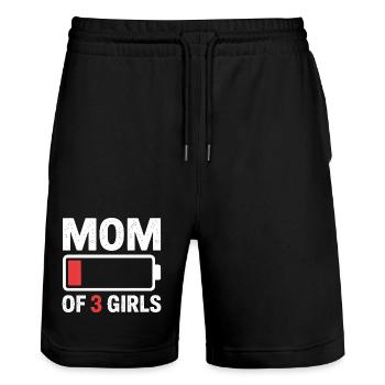 Maman de 3 filles Battery Duration - Short de jogging bio TRAINER Stanley/Stella unisexe - noir - Devant - Nik (191cm) & Marisol (170cm)