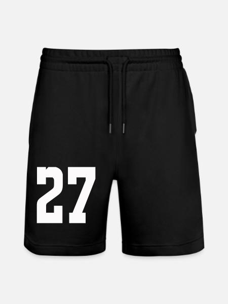 Numerals 27 Contrast Design - Stanley/Stella Trainer Unisex Organic Jogging Shorts - black