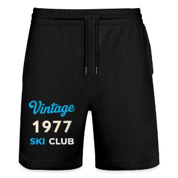 Vintage 1977 – Ski Club Retro Geburtsjahr Geschenk - Stanley/Stella Unisex Bio Joggingshorts Trainer  - Schwarz - Vorne - Nik (191cm) & Marisol (170cm)