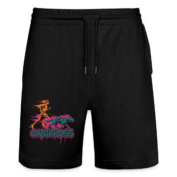 Canicross Laufen mit Hund - Stanley/Stella Unisex Bio Joggingshorts Trainer  - Schwarz - Vorne - Nik (191cm) & Marisol (170cm)
